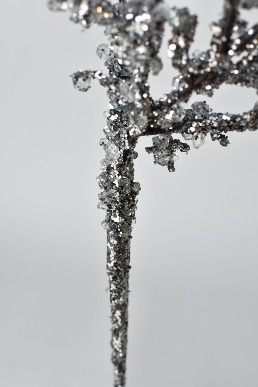 24" Silver Glittered and Ice Branch Stem