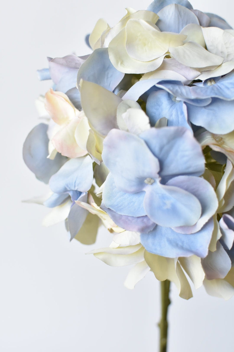 21" Faux Cream Lavendar Light Blue Hydrangea Stem