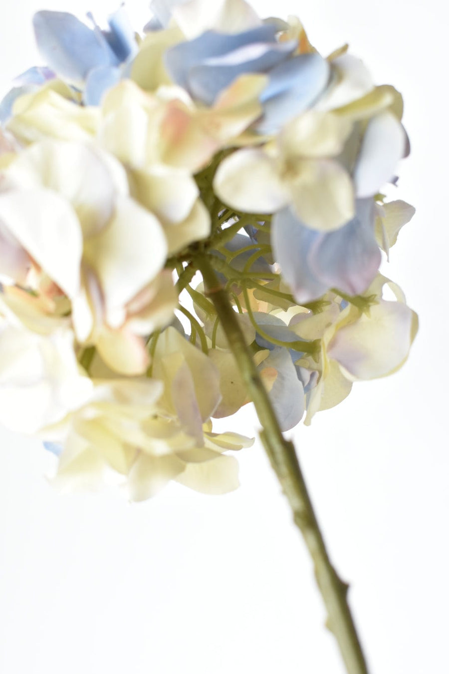 21" Faux Cream Lavendar Light Blue Hydrangea Stem