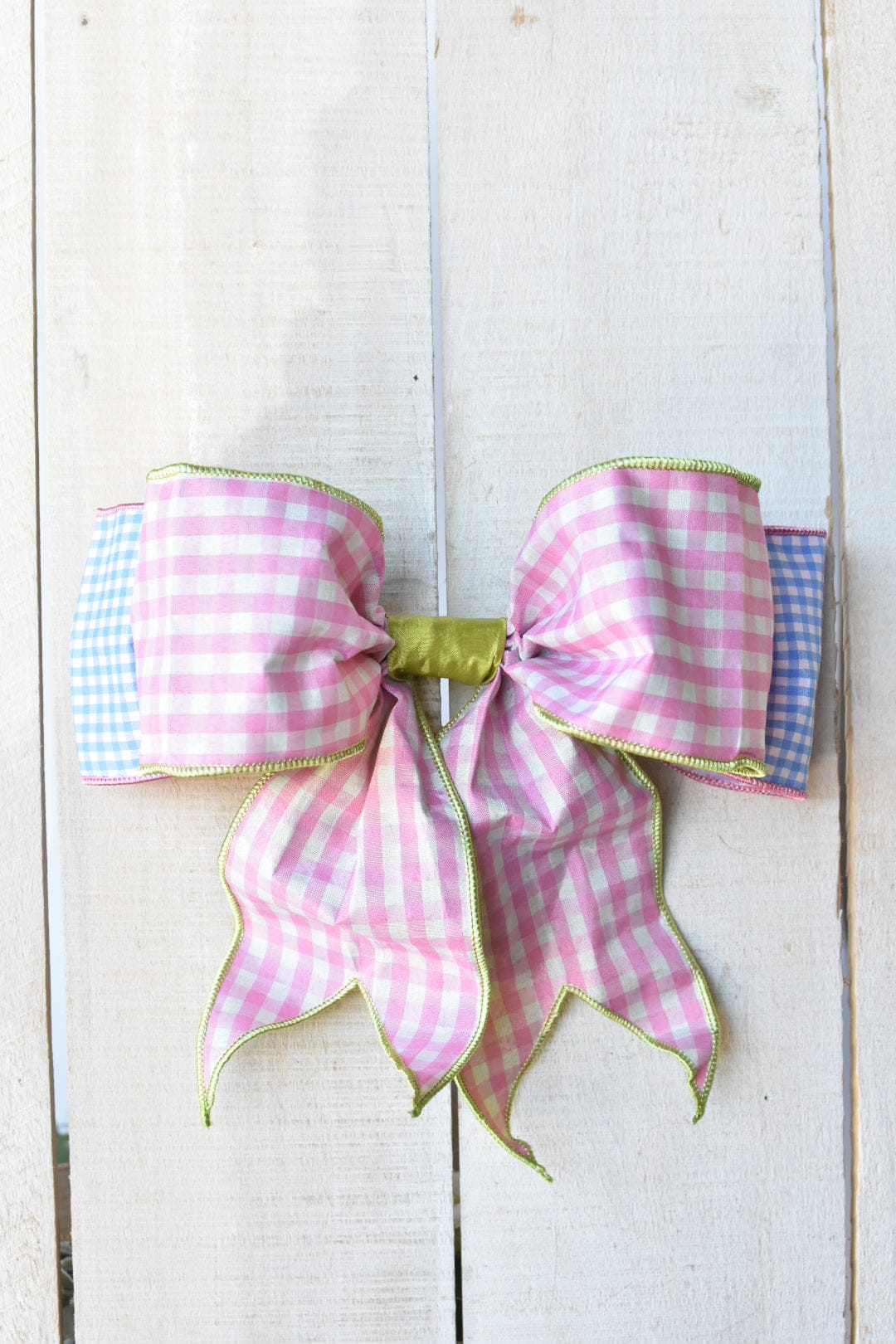 Premade Pink and Blue Gingham Bow
