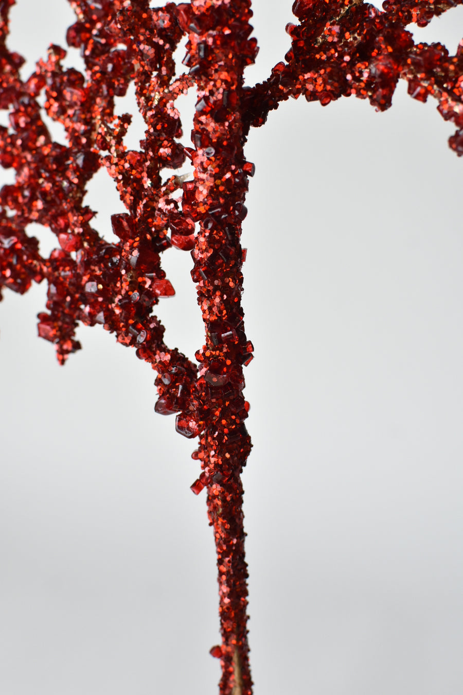 24" Red Glittered and Ice Branch Stem