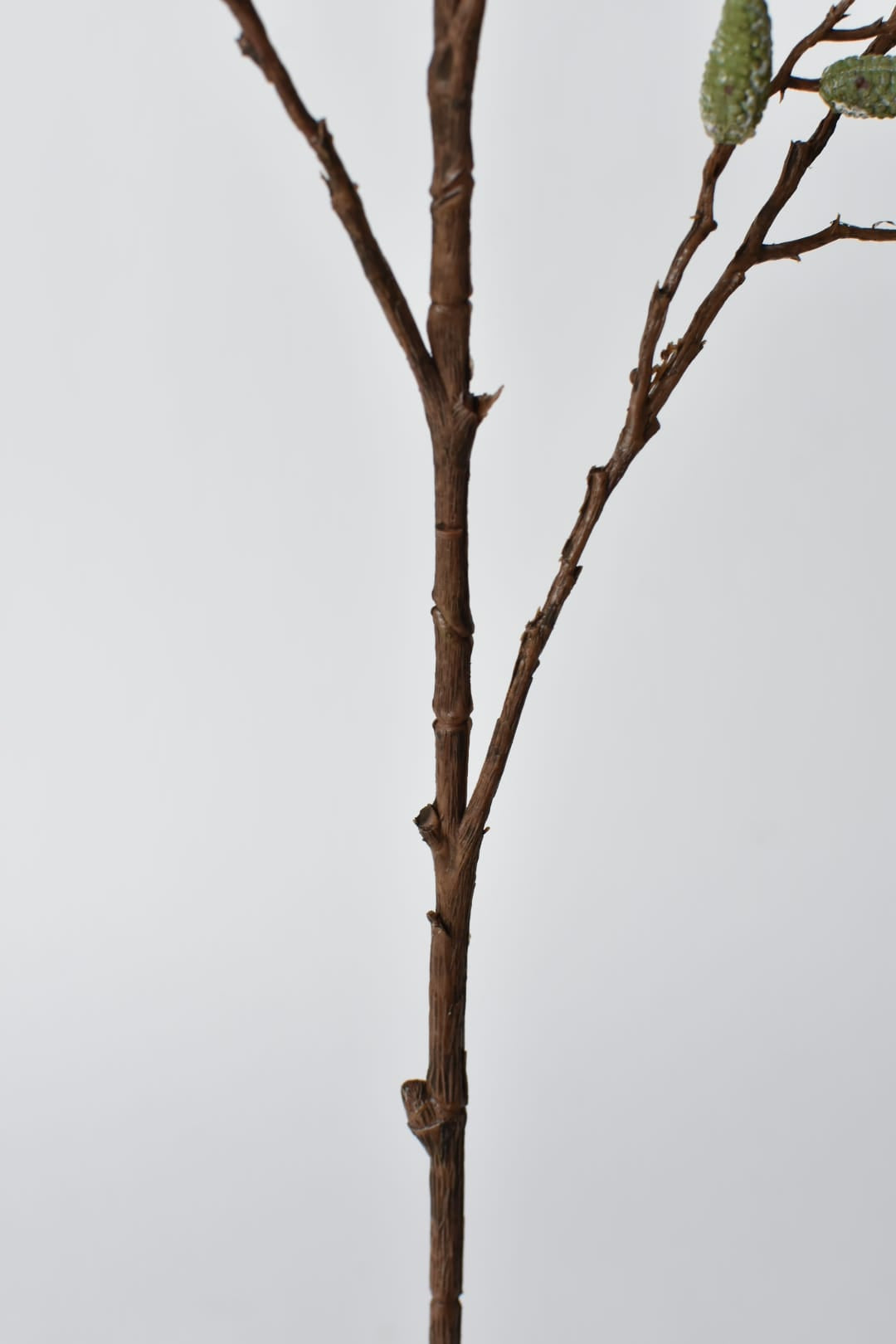 Lower bare stem of the 35 inch faux pod branch, showing where it splits at 16 inches