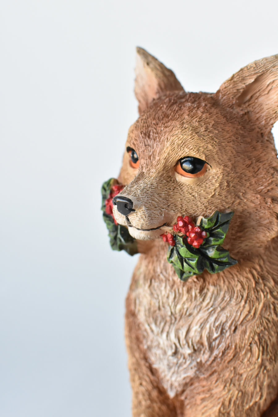 9" Fox with Holly Resin Figure