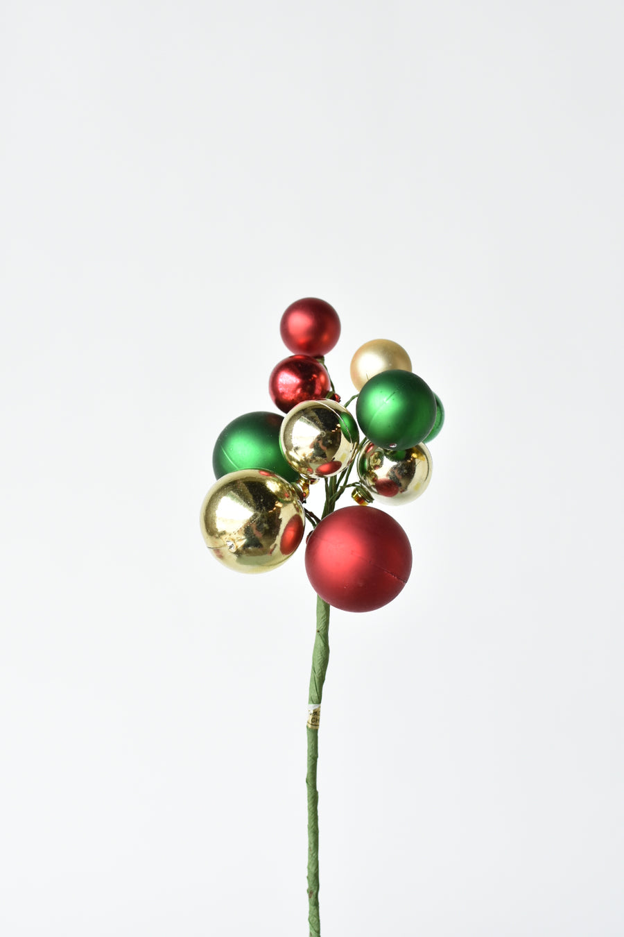 11" Red, Green, + Gold Ornament Cluster Pick