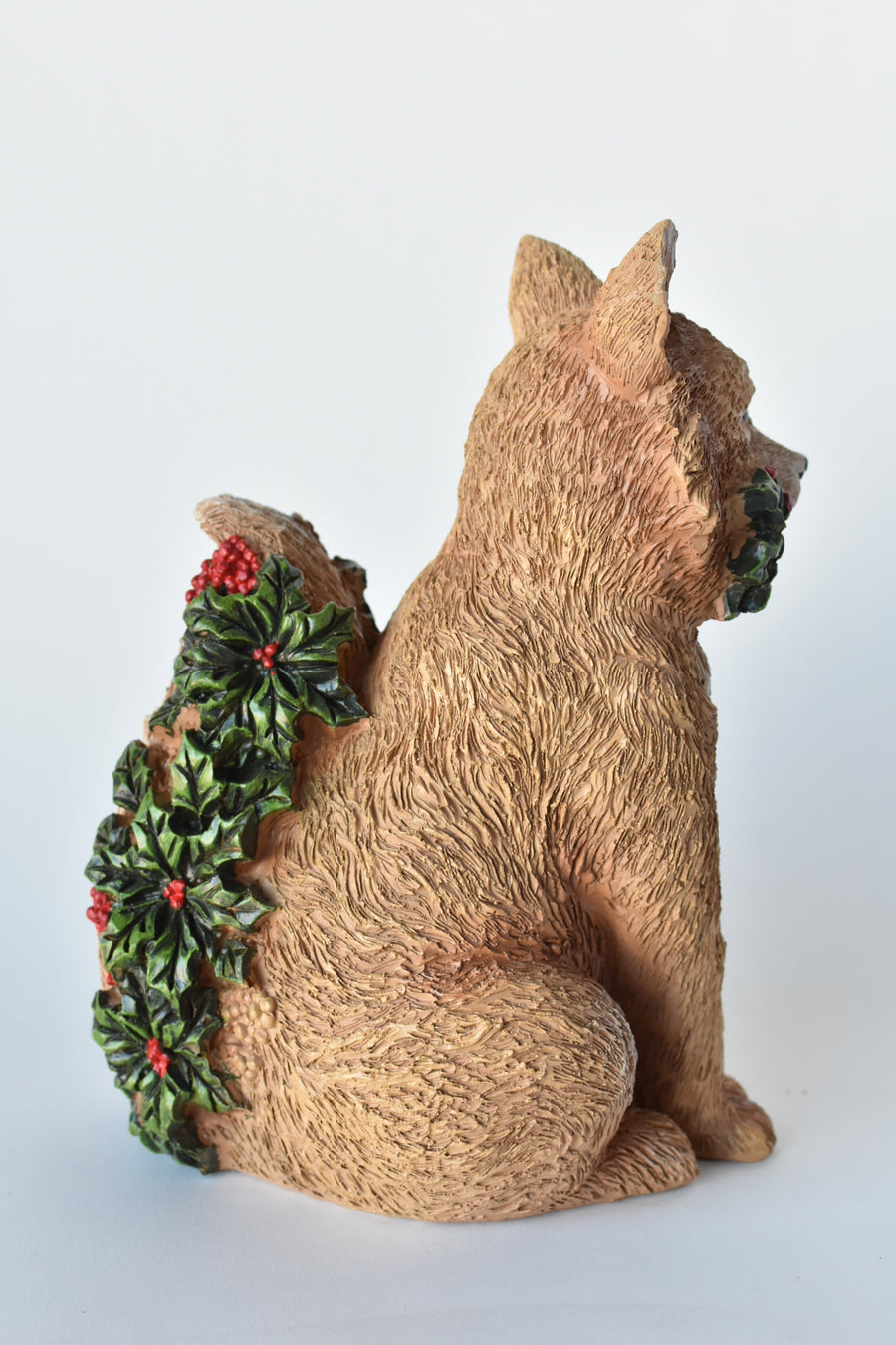 9" Fox with Holly Resin Figure