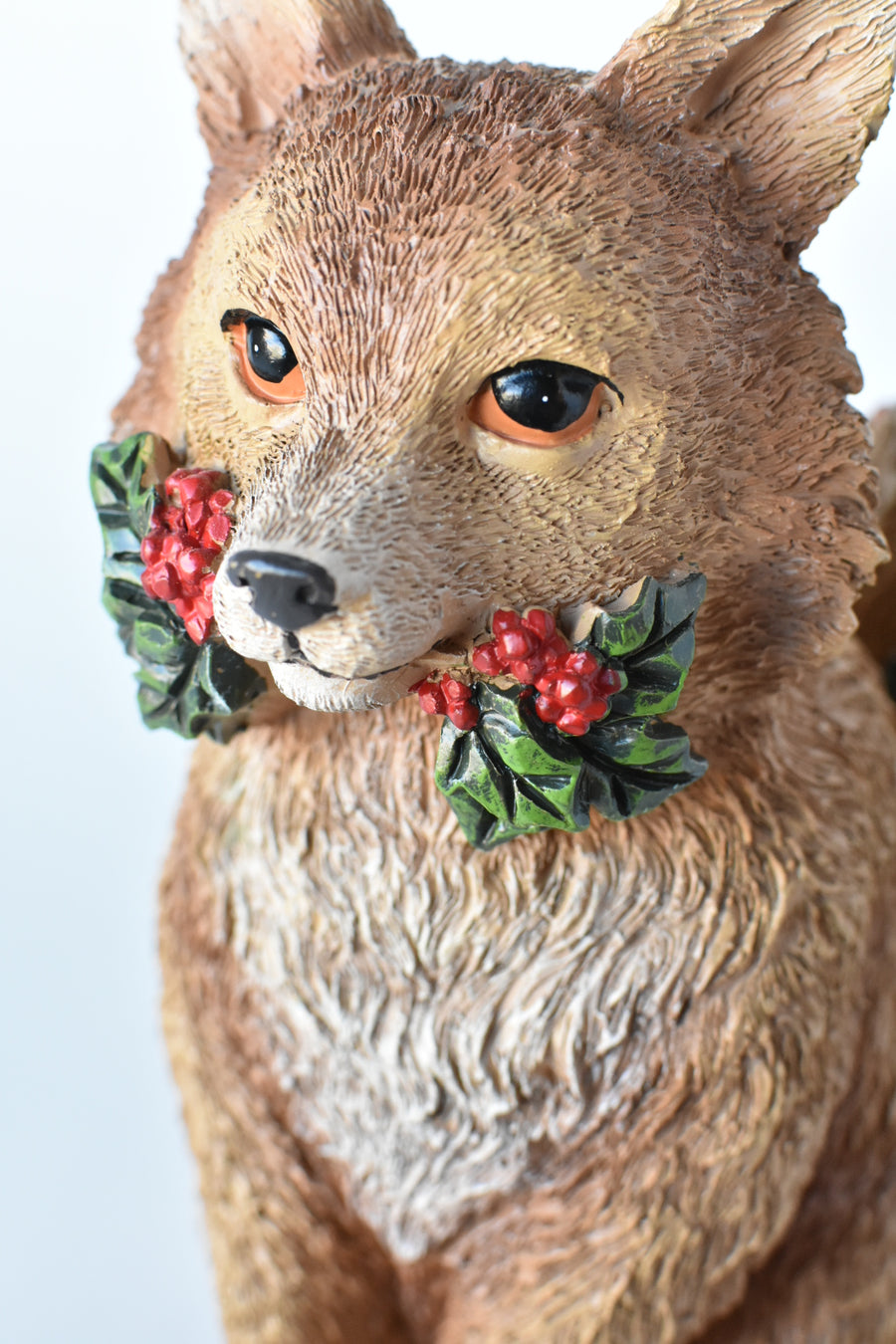 9" Fox with Holly Resin Figure