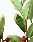 Full length view of the 27 inch faux variegated holly stem