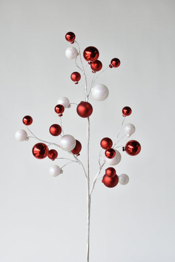 30.5" Red + White Glitter Ornament Stem