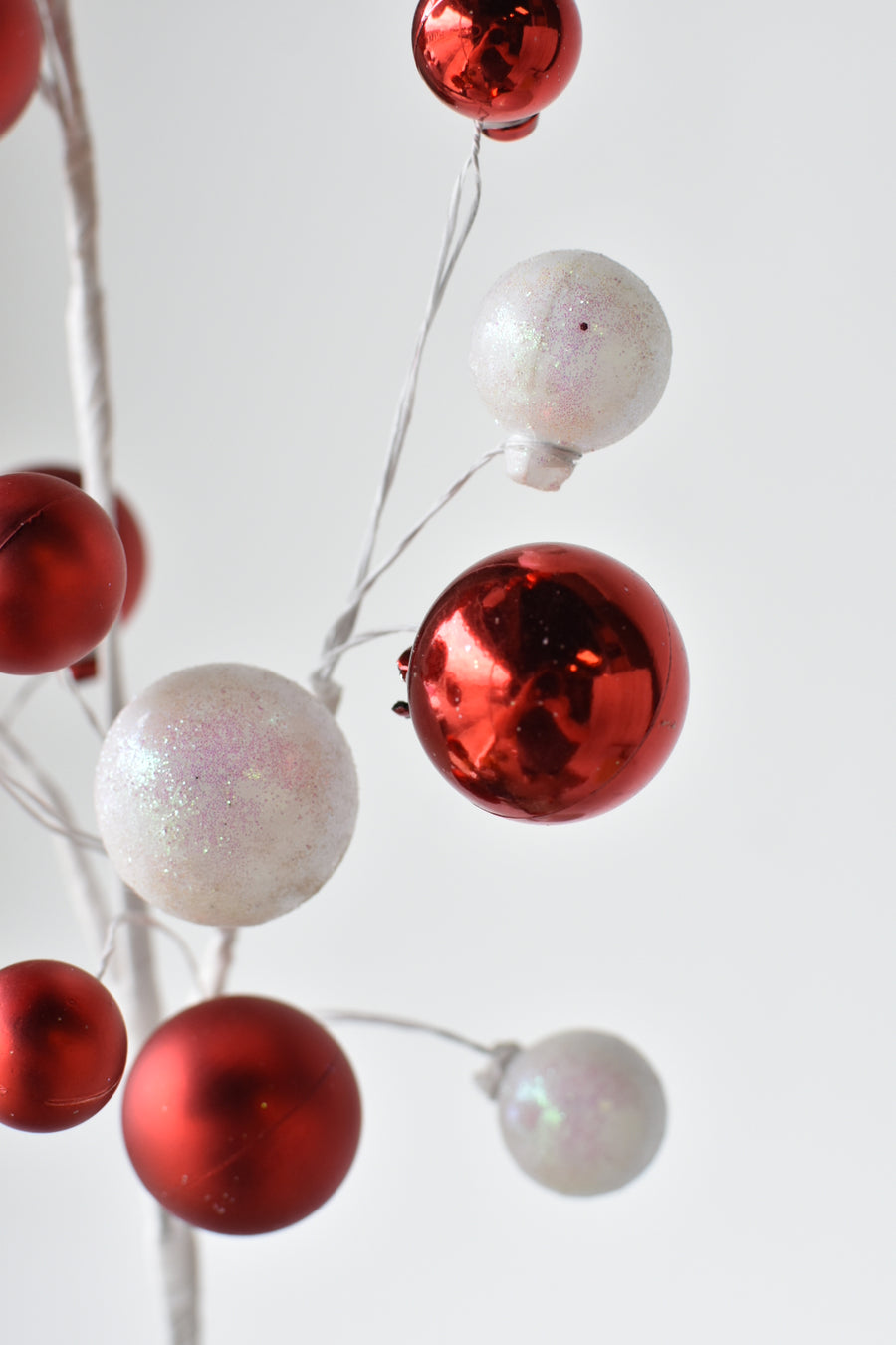 30.5" Red + White Glitter Ornament Stem