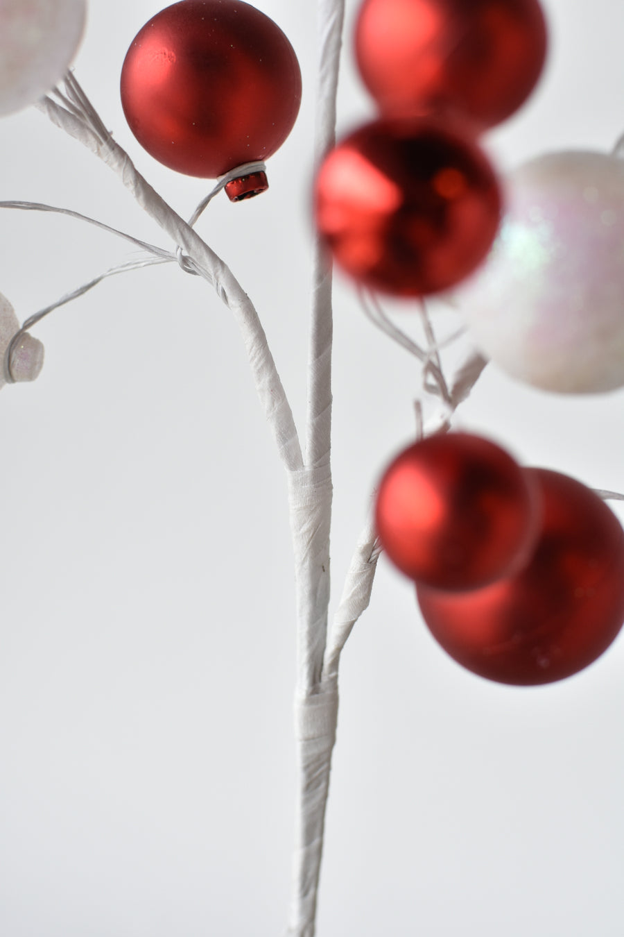 30.5" Red + White Glitter Ornament Stem