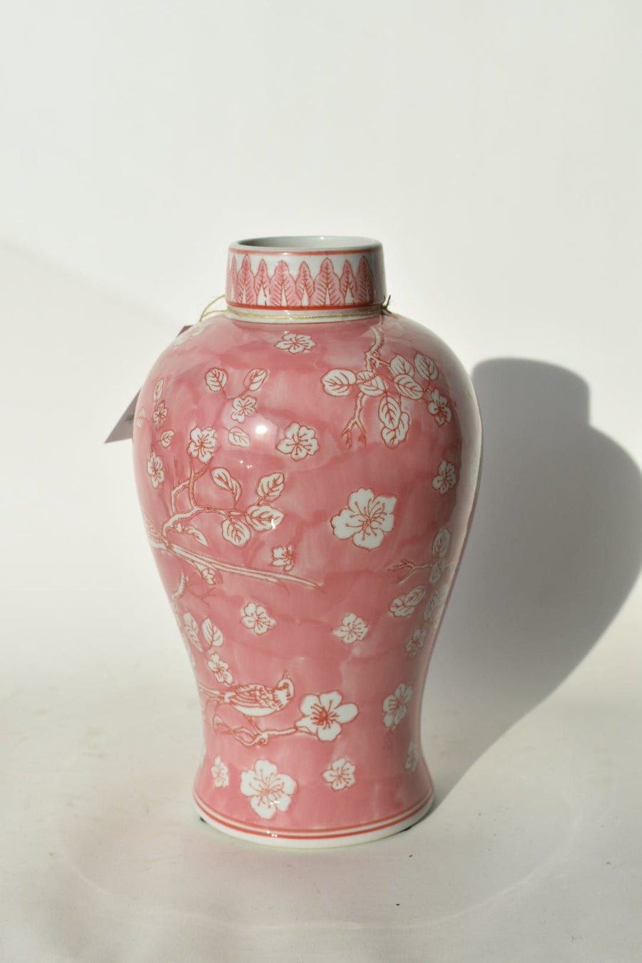 13" PINK CHINOISERIE VASE
