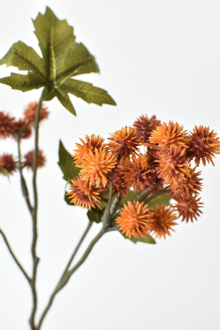 16" Faux Globe Thistle Stem: Orange