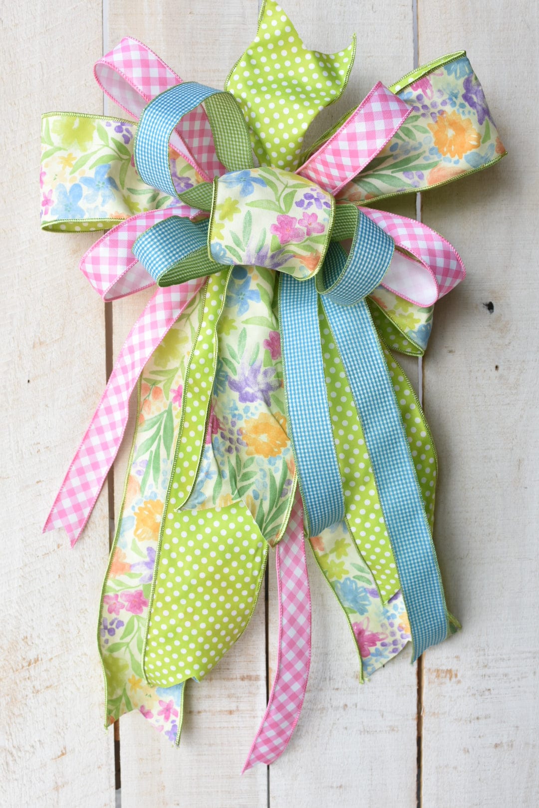 Yellow/Green/Pink/Blue/Purple Watercolor Floral Hand Tied Bow