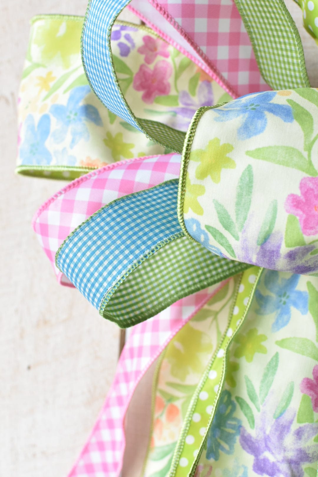 Yellow/Green/Pink/Blue/Purple Watercolor Floral Hand Tied Bow