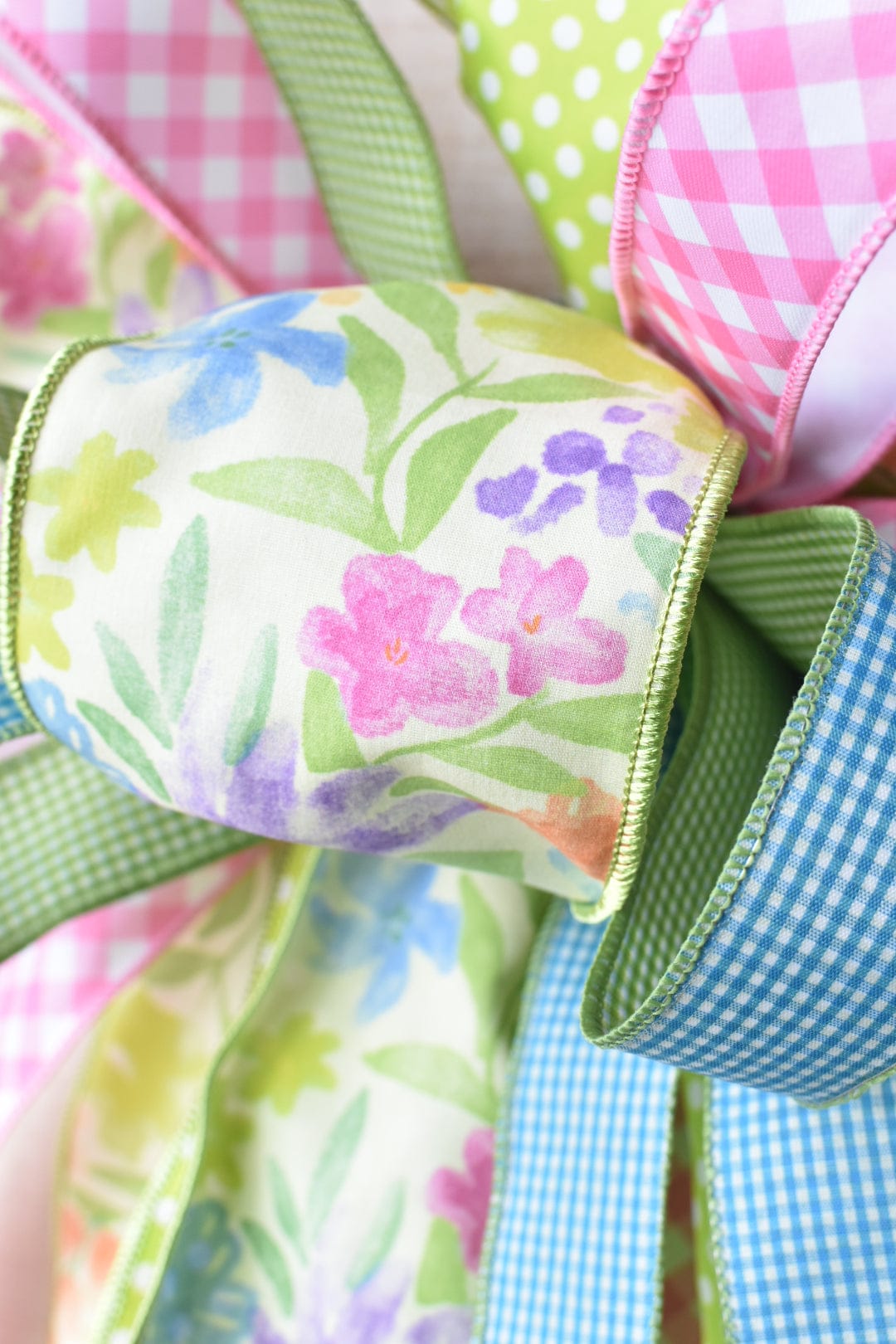 Yellow/Green/Pink/Blue/Purple Watercolor Floral Hand Tied Bow