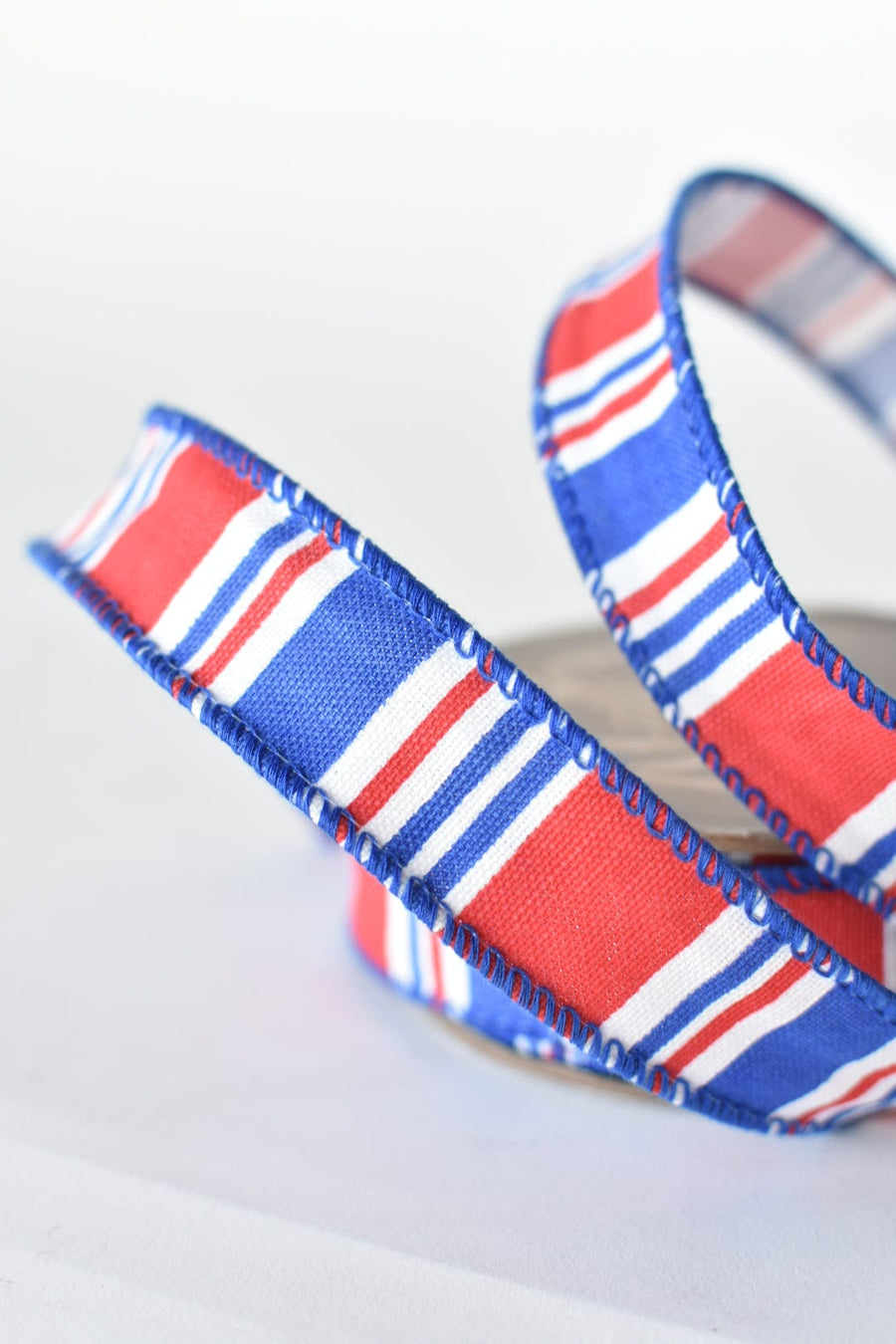 1" x 10yd Red, White, + Blue Horizontal Printed Stripe Ribbon