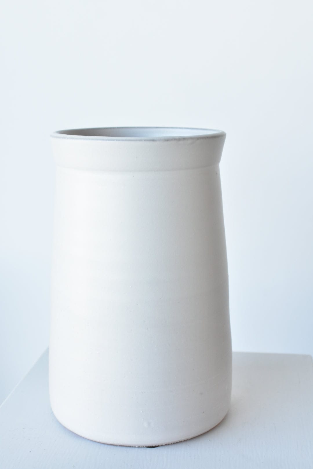 10"H  x 6"W Antiqued Finish Matte White Terracotta Crock