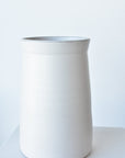 10"H  x 6"W Antiqued Finish Matte White Terracotta Crock