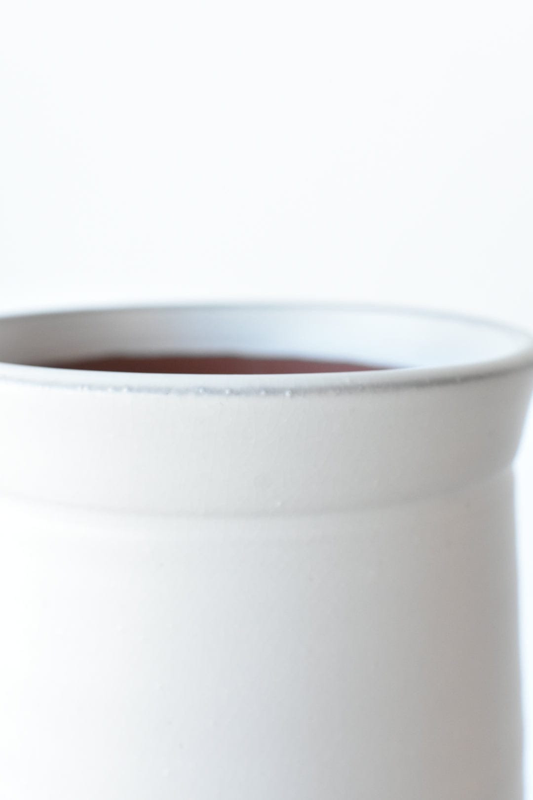 10"H  x 6"W Antiqued Finish Matte White Terracotta Crock