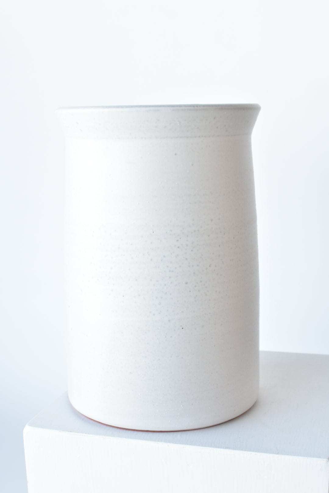 12.5"H  x 8.25"W Antiqued Finish Matte White Terracotta Crock