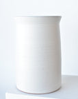 12.5"H  x 8.25"W Antiqued Finish Matte White Terracotta Crock