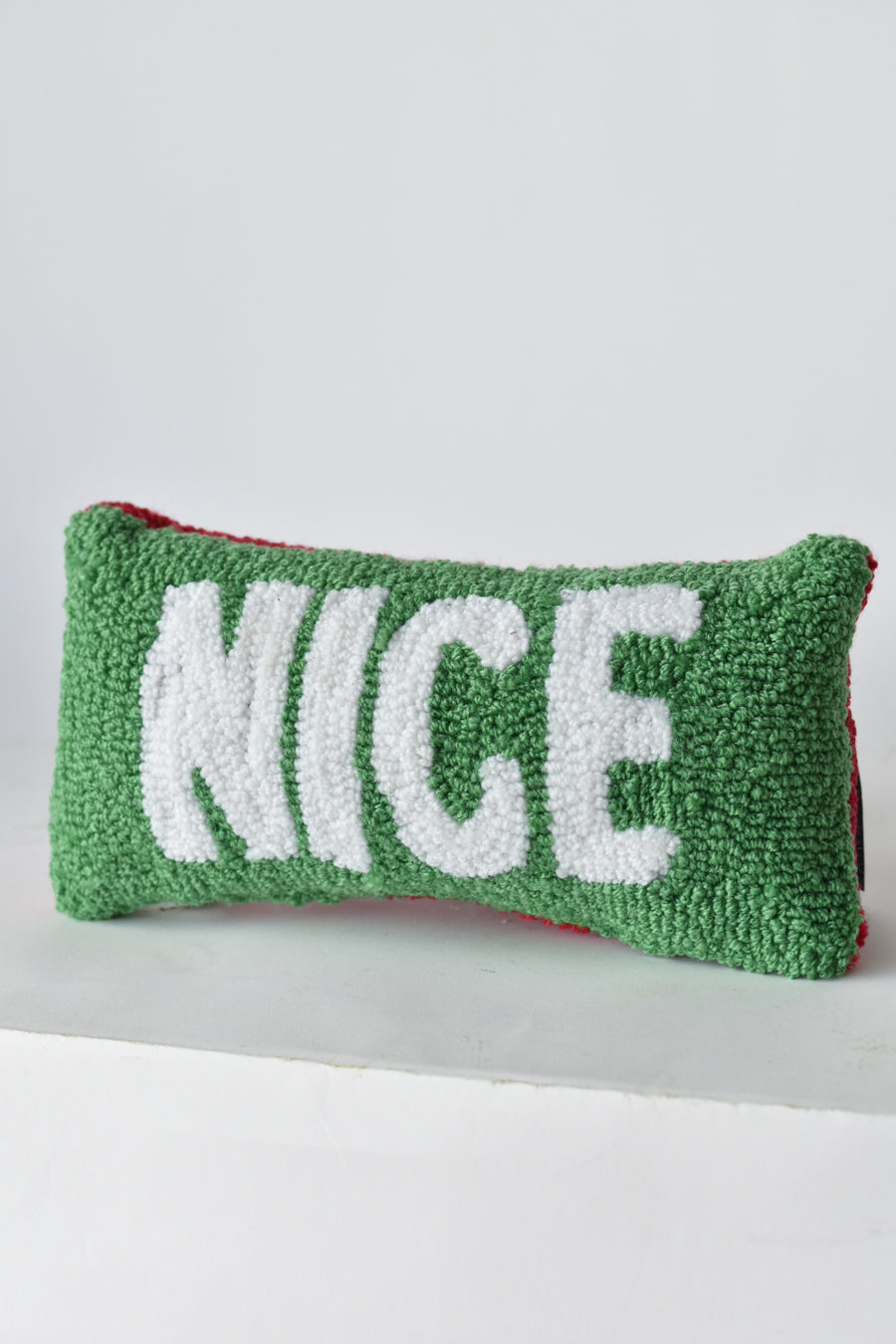 Reversible Naughty/Nice Hooked Pillow