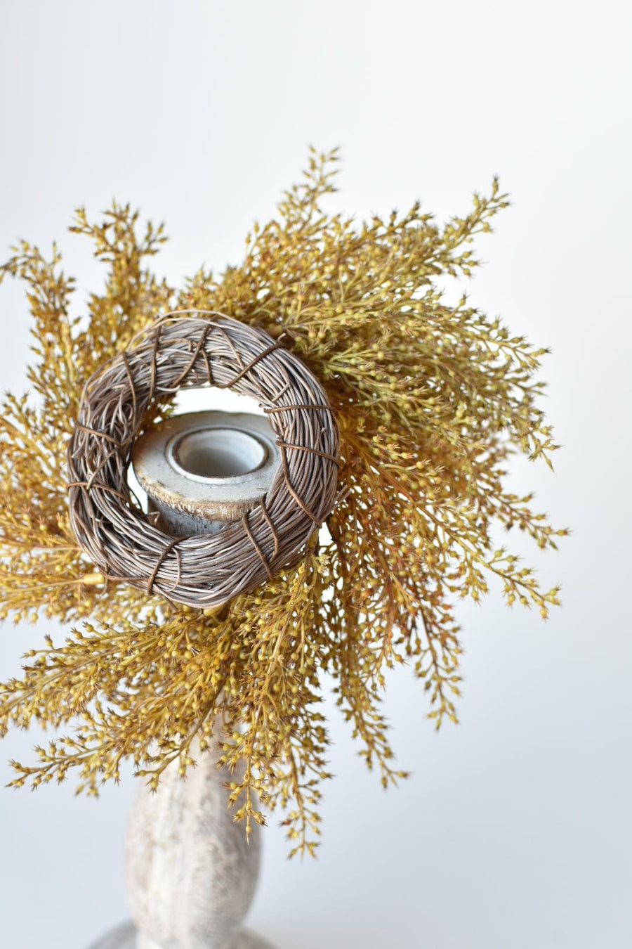 Faux Wheat Taper Candle Ring