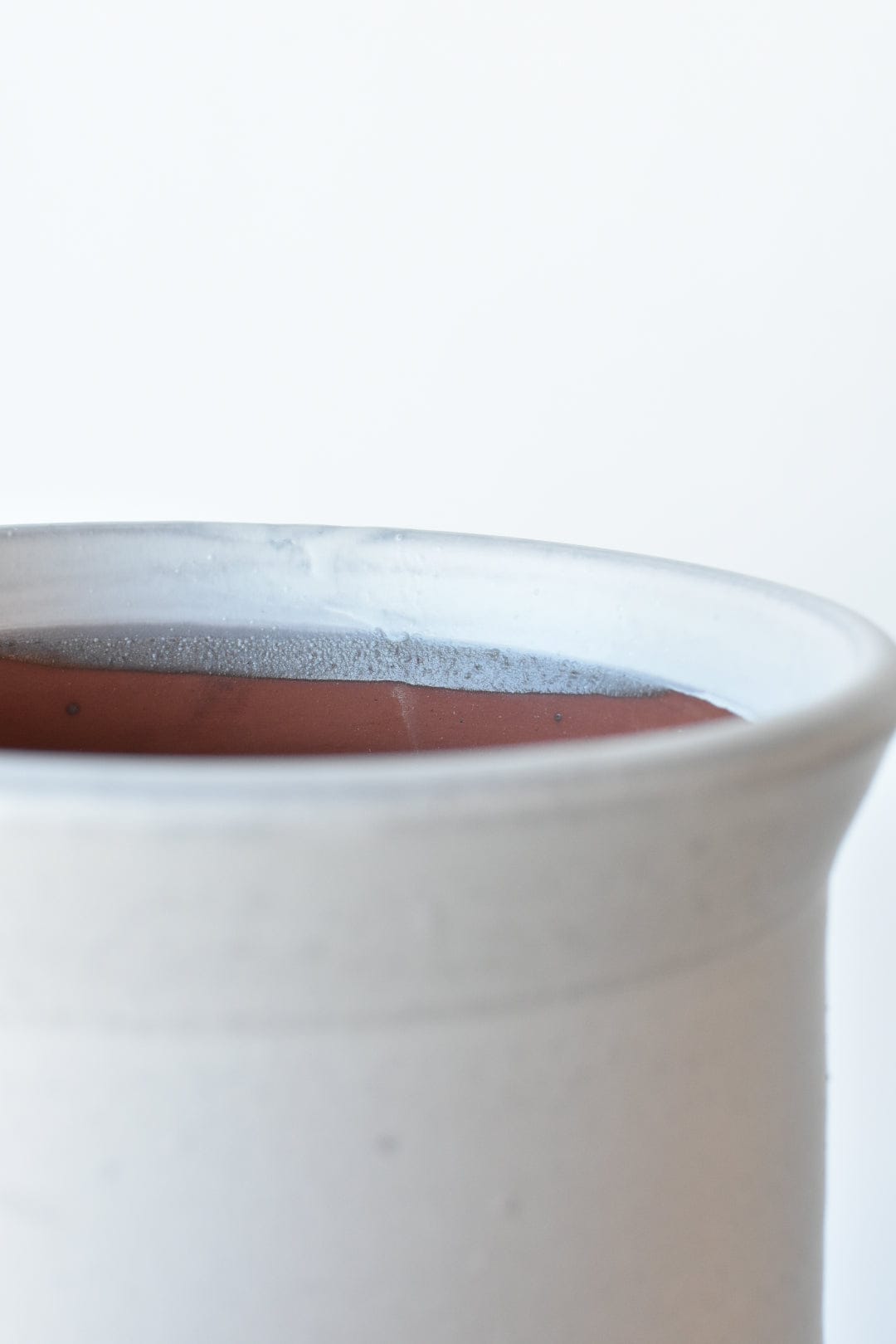 12.5"H  x 8.25"W Antiqued Finish Matte White Terracotta Crock