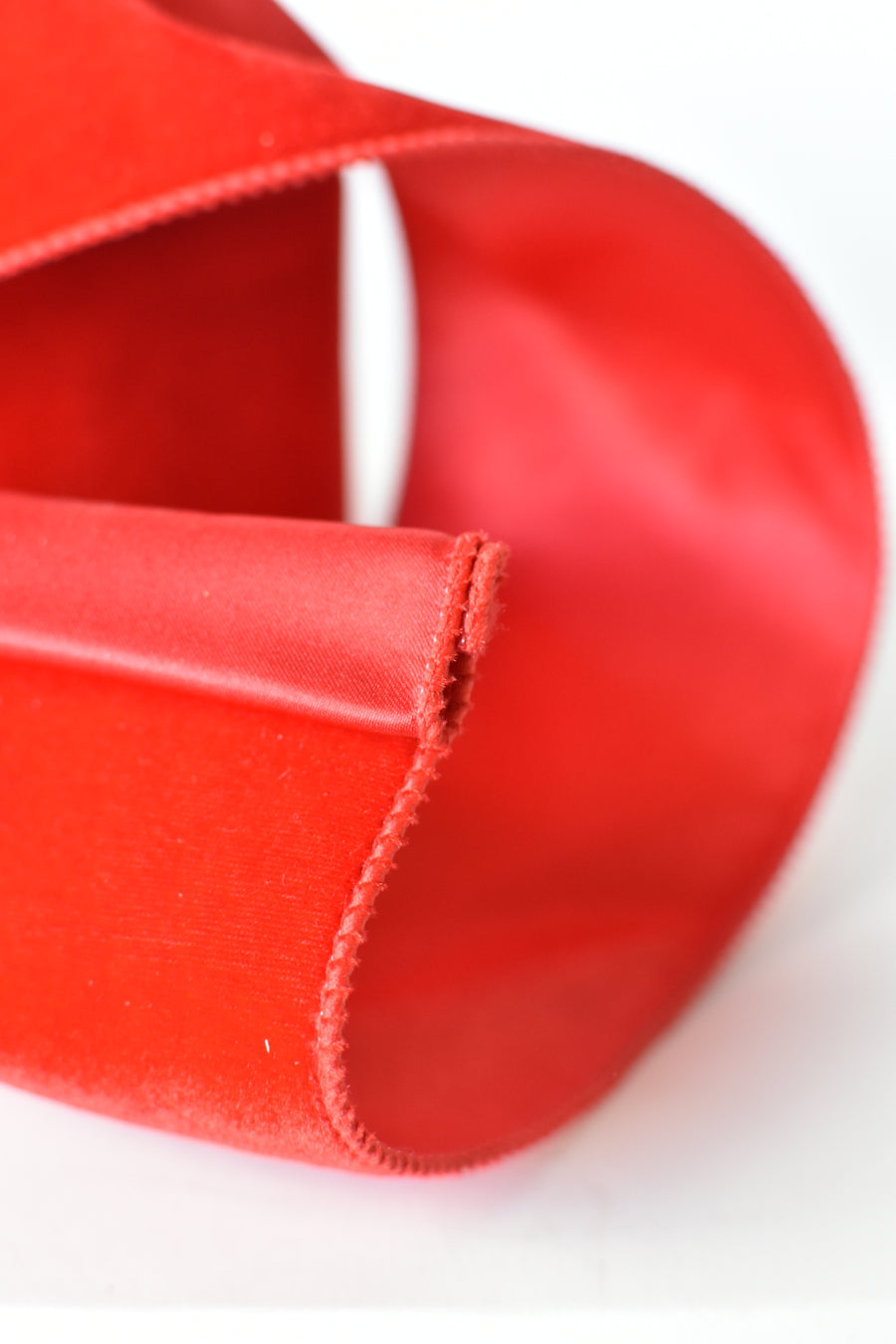 4" x 10yd Red Velvet Ribbon w/Red Satin Backing