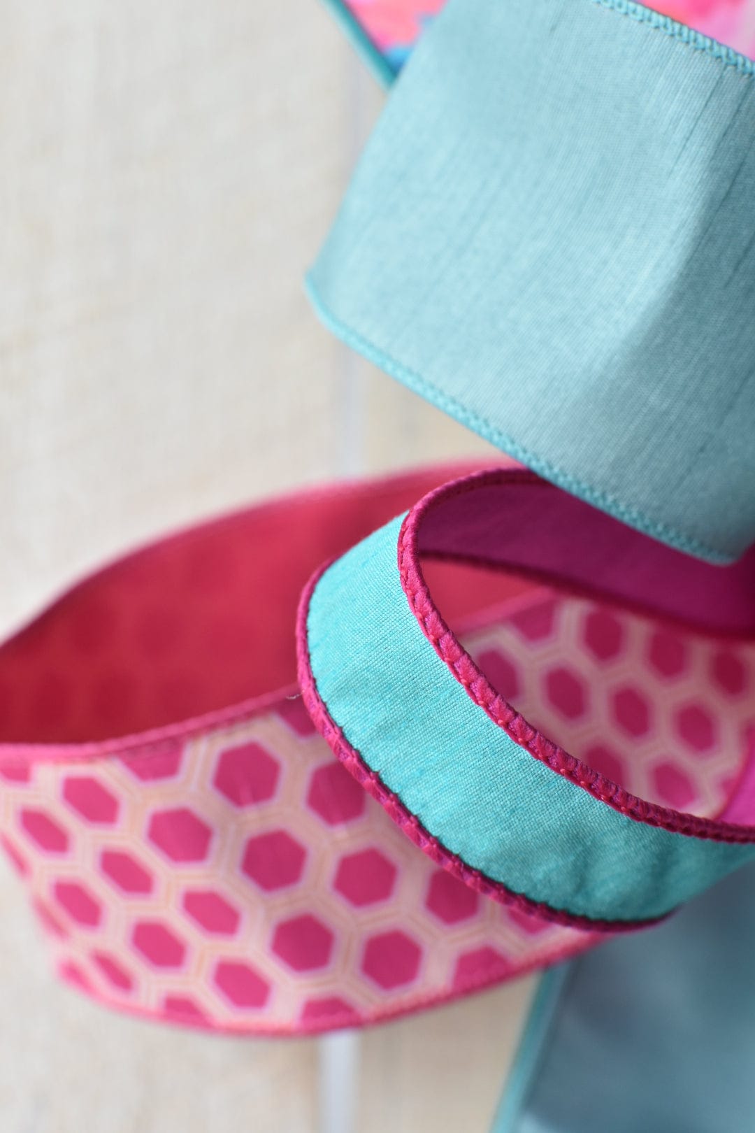 Coral/Orange/Pink/Blue Floral Hand Tied Bow