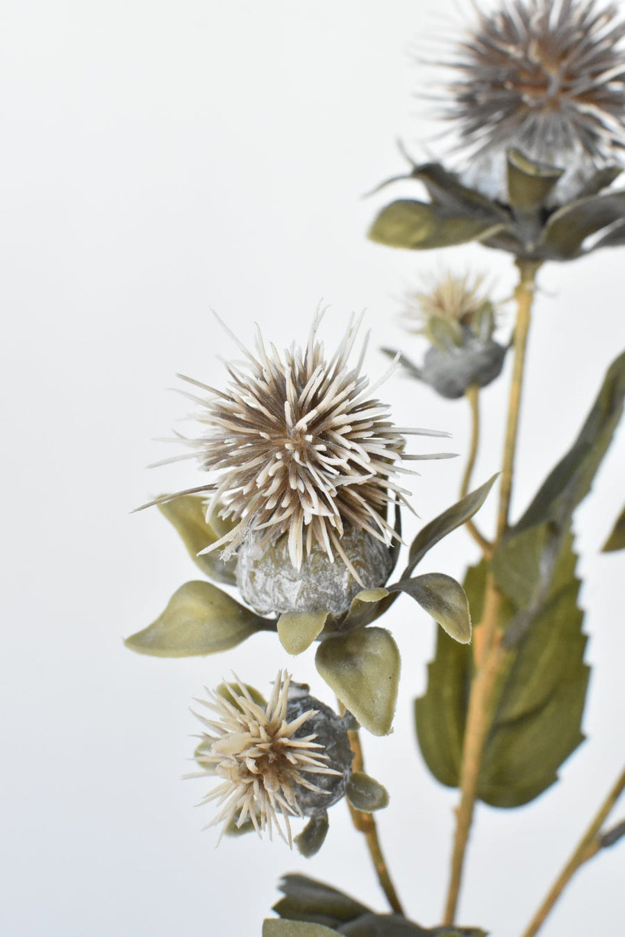 22" Faux Safflower Stem: Cream Gray/Brown