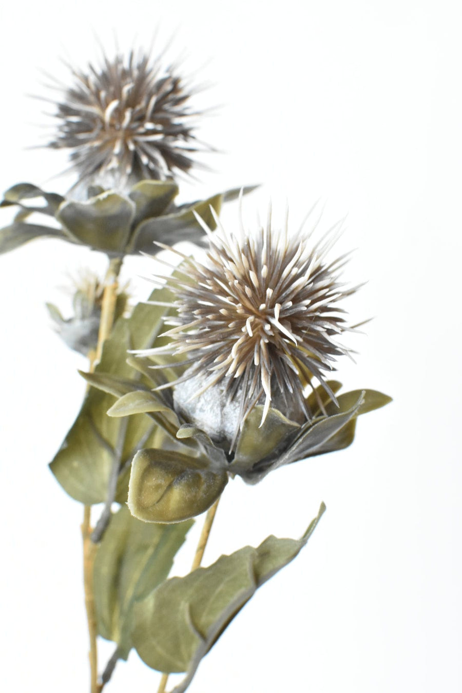 22" Faux Safflower Stem: Cream Gray/Brown