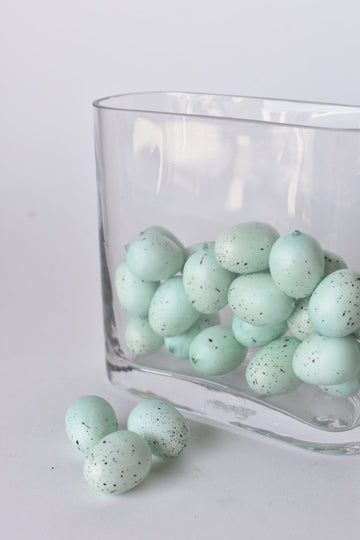 1.25" Faux Light Blue/Green Eggs With Speckles (24 eggs)