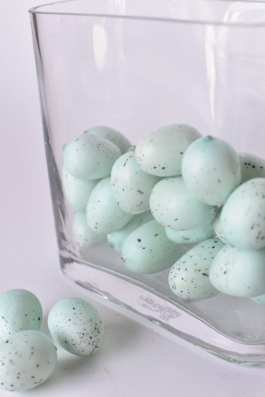 1.25" Faux Light Blue/Green Eggs With Speckles (24 eggs)