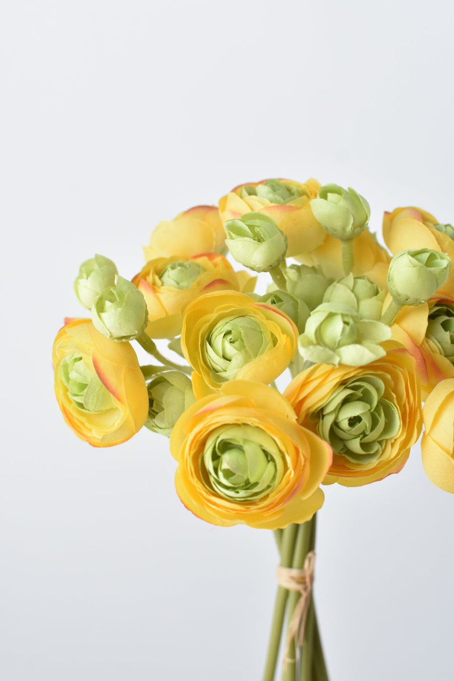 10" Faux Yellow/Green Ranunculus Stem Bundle
