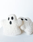 4 inch white boucle mini ghost plush with black embroidered eyes