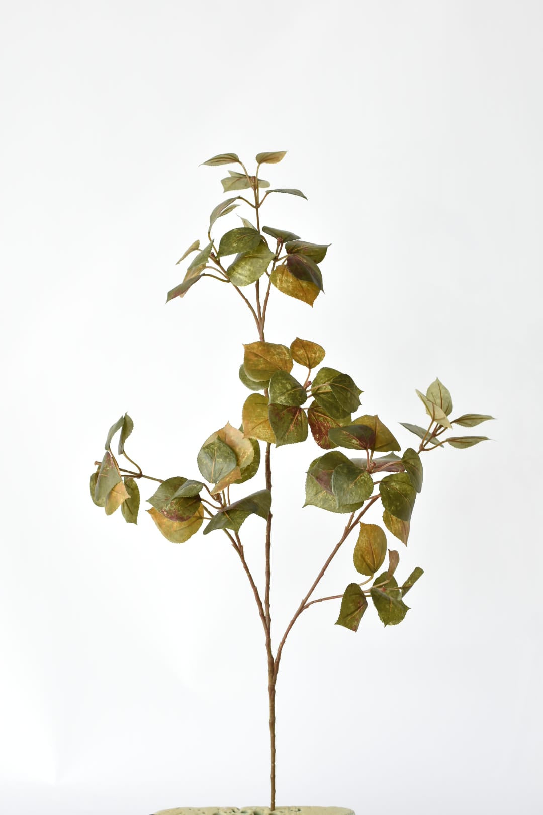 Artificial smokebush foliage stem for neutral fall decor without orange