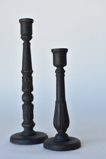Black Distressed Taper Candlesticks (2 sizes available)