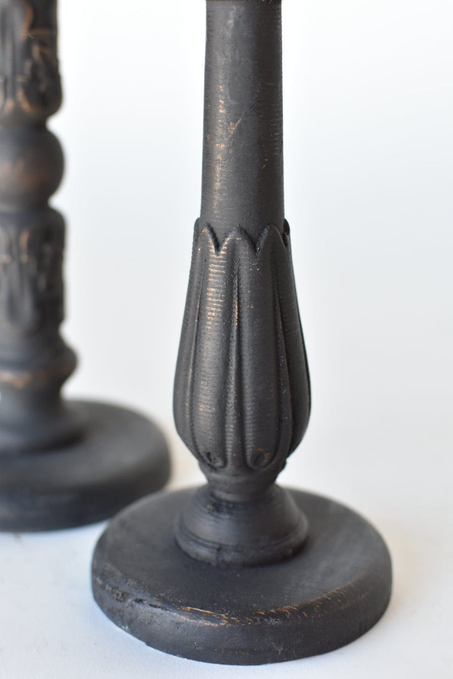 Black Distressed Taper Candlesticks (2 sizes available)