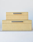 Natural Grasscloth Box w/Silver Detail