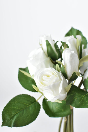 9" Faux White Rosebud Stem Bundle