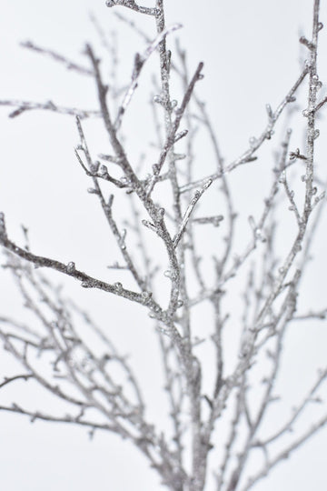 31" Faux Ice Glittered Twig Bundle (3 Stems)