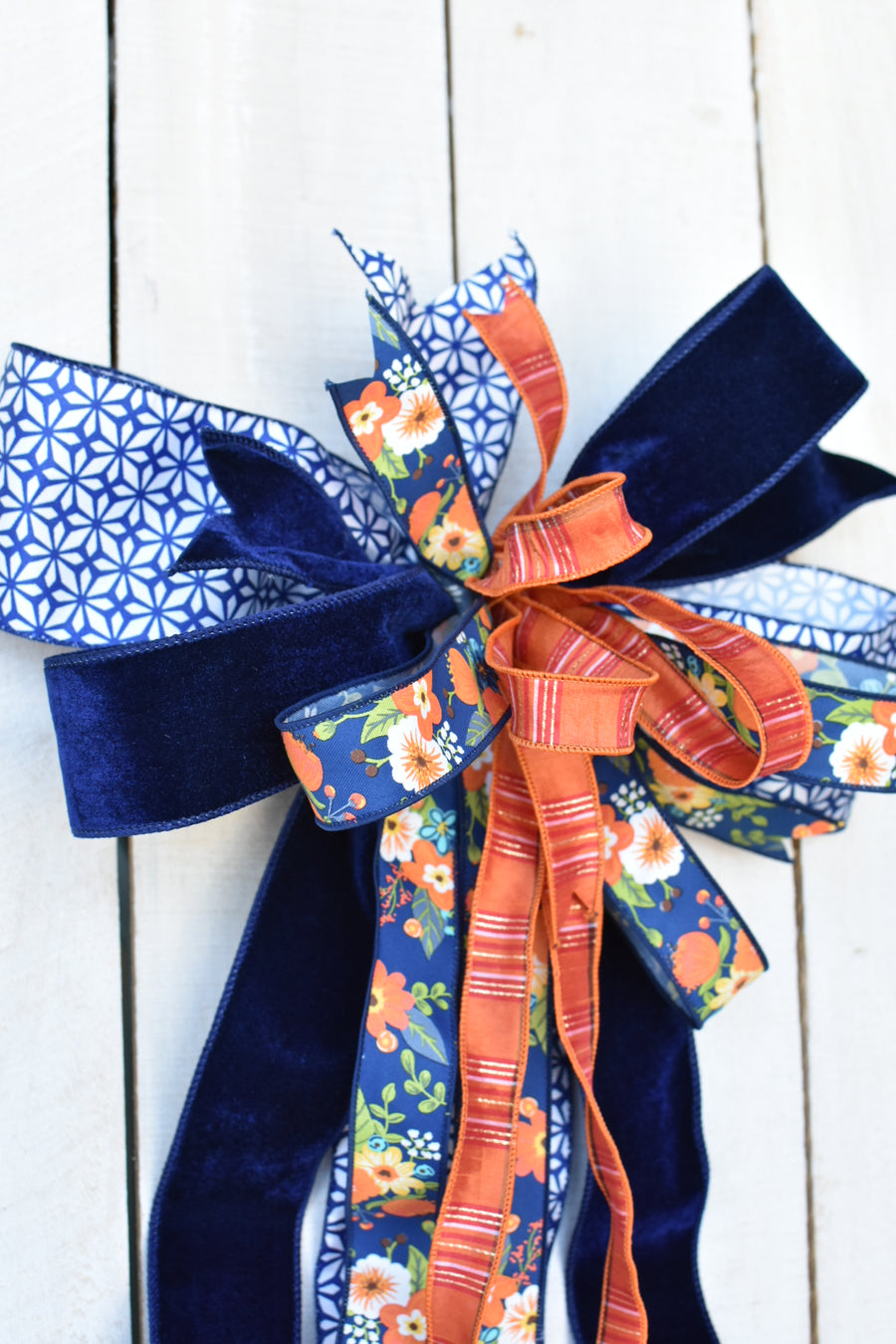 Blue and Orange Fall Hand Made Bow