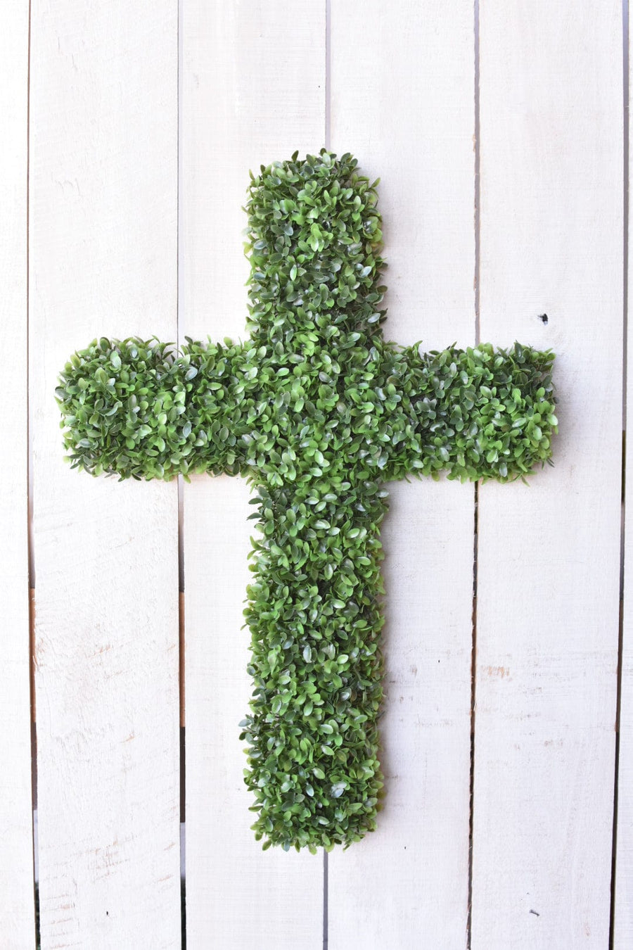 27" UV Protected Faux Boxwood Cross Wreath