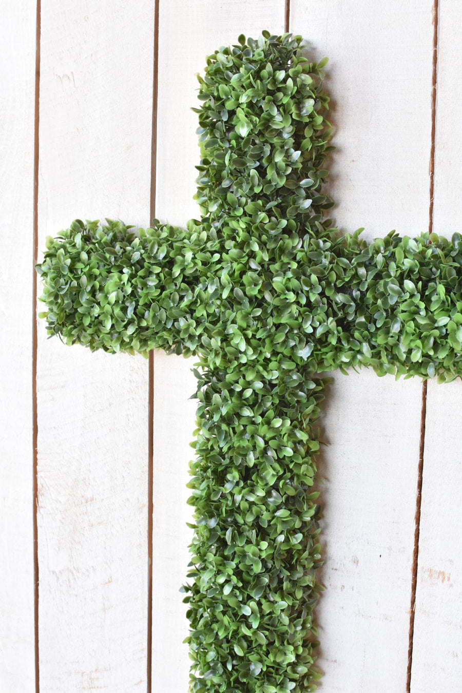 27" UV Protected Faux Boxwood Cross Wreath