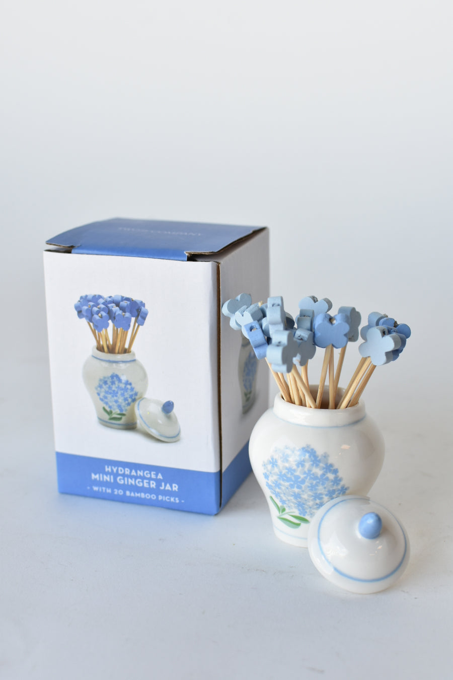 Hydrangea Mini Ginger Jar w/ Bamboo Tooth Picks