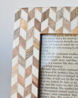 Enlayed Wood and Faux Bone Herringbone Frame