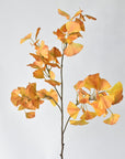 43 inch faux ginkgo stem with yellow and orange fan-shaped leaves