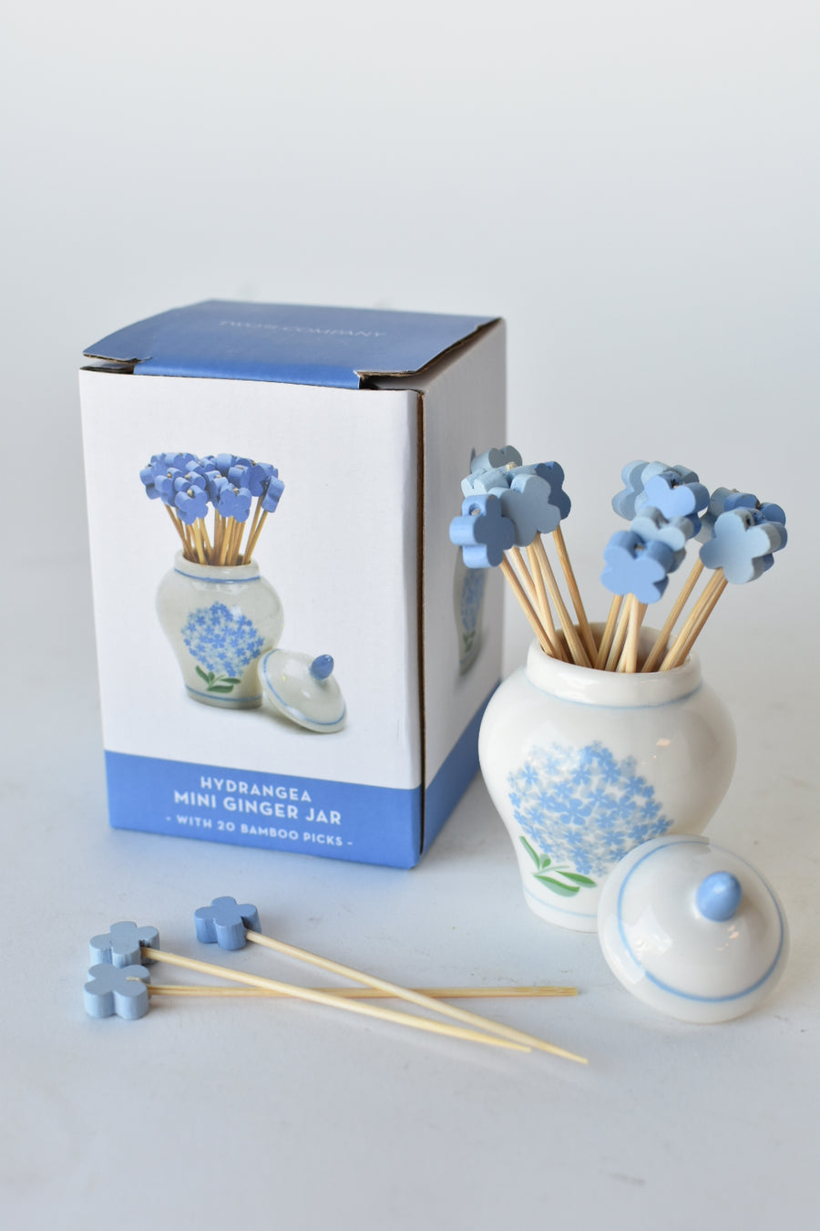 Hydrangea Mini Ginger Jar w/ Bamboo Tooth Picks