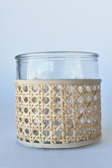 5"H x 4.5"W Cylinder Glass Vase with Cane Webbing
